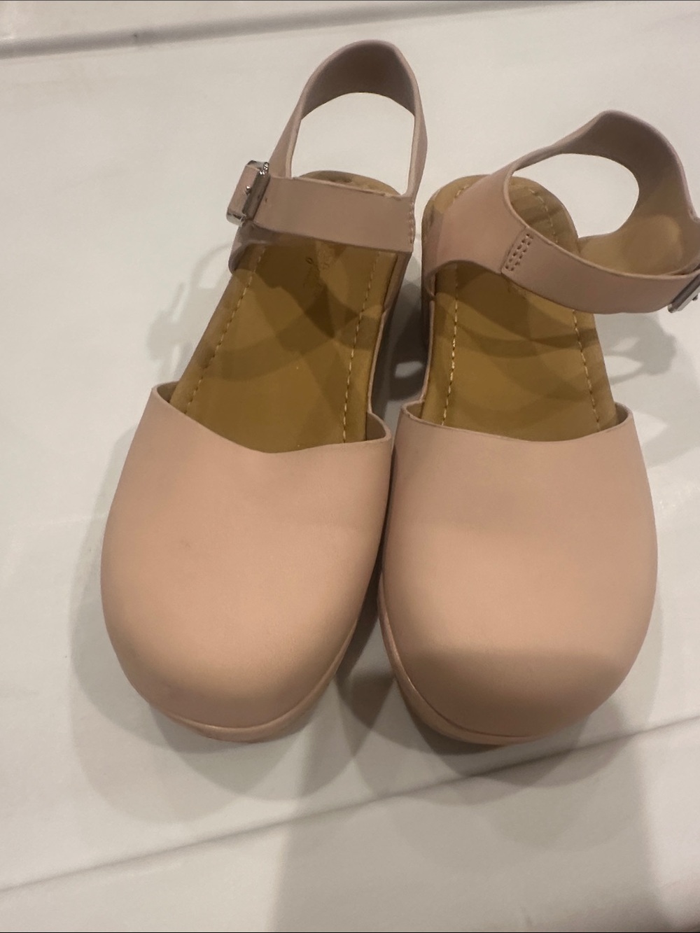 Women’s Nude Pink Closed-Toe Ankle Strap Flats